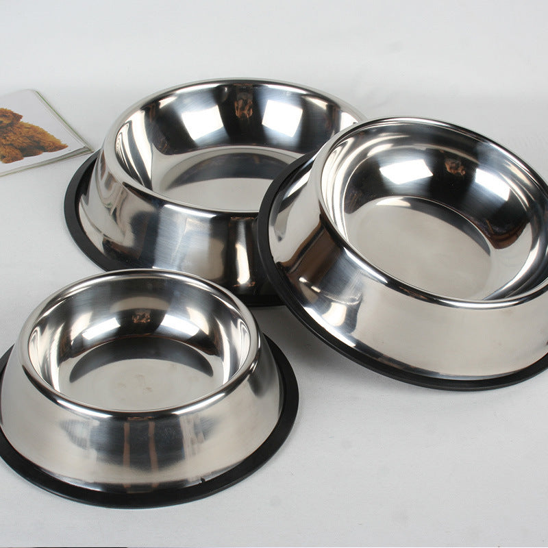 Classic stainless steel pet bowl with non-slip base furramo