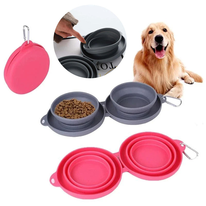 Furramo foldable double pet travel bowl