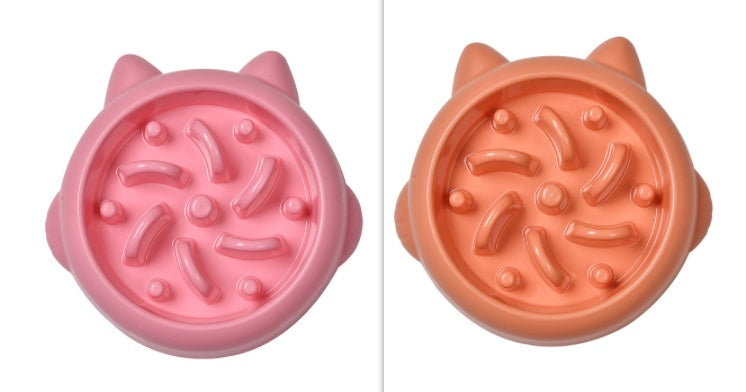 Furramo slow feeder bowl for dogs and cats 22.5cm*4.8cm color pink&orange set of 2