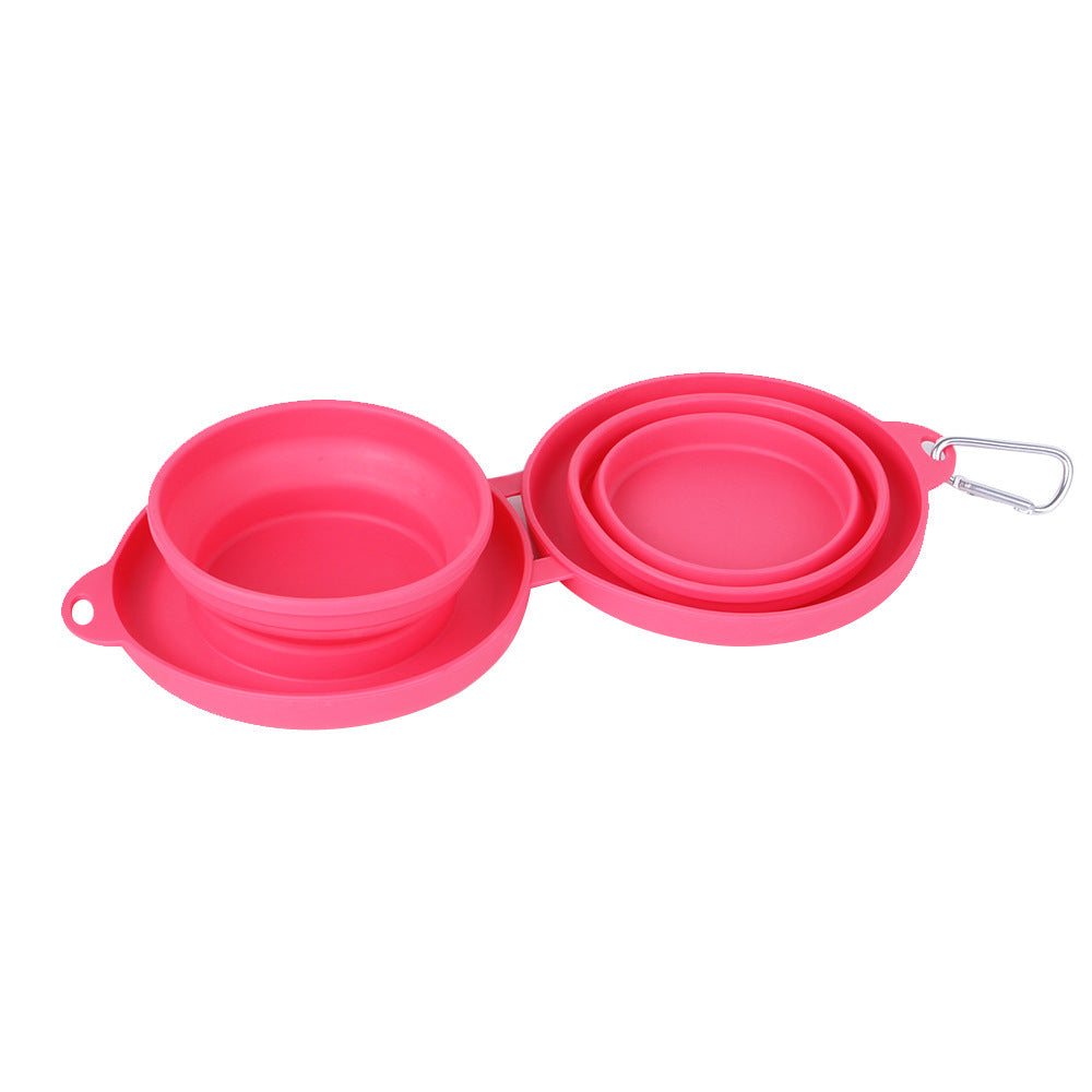 Furramo foldable double pet travel bowl pink